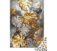 1000 Piece Jigsaw Puzzle for Adults, Metallic Monstera Elegance, 38x26cm/1000pcs, Screen-Free Activity And Holiday Downtime