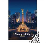 1000 Piece Jigsaw Puzzle for Adults, Mexico City at Night Illustration