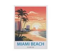1000 Piece Jigsaw Puzzle for Adults,Miami Beach Florida Vintage Travel Posters Surf,Paper Puzzle - for Adults Teens Educational Toys Gifts(38x26cm)-CL38