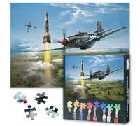 1000 Piece Jigsaw Puzzle for Adults Military Aircraft WWII Fighter Planes Wall Art Living Room Decor Aviation Paintings 27.5 x 19.7 Inches
