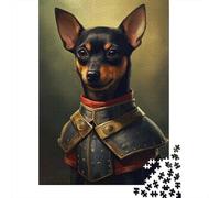 1000-Piece Jigsaw Puzzle for Adults, Miniature Pinscher Knight, 38x26cm/1000pcs, Relaxing Winter Hobby, Quiet Evening Leisure And Cosy Evenings