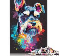 1000 Piece Jigsaw Puzzle for Adults Miniature Schnauzer DJ Neon Jigsaw Puzzle for Kids Cardboard Puzzle Educational Game for Adult Child Size : 38x26cm