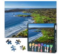 1000 Piece Jigsaw Puzzle for Adults Modern Golf Course Wall Art Pebble Beach Scenic Landscape Coastal Decor Challenging Puzzle Game 27.5x19.7 Inches