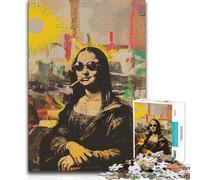 1000 Piece Jigsaw Puzzle for Adults Mona Lisa Basquiat Style Toys Educational Games Staycation Kill Time Great Gift (38x52cm)