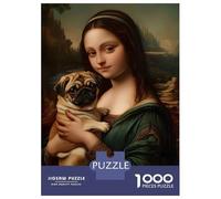 1000 Piece Jigsaw Puzzle for Adults Mona Lisa with Pug Puzzles for Adults Relaxing Games Pattern Assembly for Is Ideal As A Gift 38x26cm/1000pcs