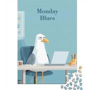 1000 Piece Jigsaw Puzzle for Adults, Monday Blues Seagull Cartoon