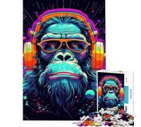 1000 Piece Jigsaw Puzzle for Adults Monkey Dj Music Jigsaw for Adults Toy Wall Decor For Family Fun for Is Ideal As A Gifts (Size 38x52cm)