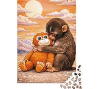 1000 Piece Jigsaw Puzzle for Adults, Monkey Hugging A Stuffed Toy, 38x26cm/1000pcs, Relaxing Winter Hobby, Home Relaxation And Time at Home