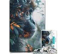 1000 Piece Jigsaw Puzzle for Adults, Monkey in Jungle Double Exposition | A printed paper puzzle on indoor afternoons for screen-free time.