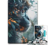1000 Piece Jigsaw Puzzle for Adults, Monkey in Jungle Double Exposition | Enjoy a tabletop puzzle activity on rainy days for steady concentration.