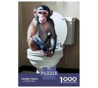 1000 Piece Jigsaw Puzzle for Adults Monkey on Toilet Bathroom Art Puzzles for Adults Toy Wall Decor Presents for Women Difficult And Challenge 52x38cm/1000pcs