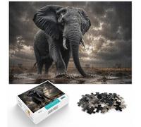1000 Piece Jigsaw Puzzle for Adults, Monochrome Elephant in the Rain | For quiet evenings: Adult jigsaw puzzle with 1000 pieces; when a calm, focused hobby suits the moment.