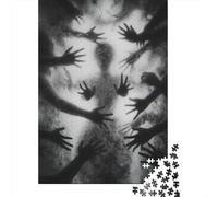 1000 Piece Jigsaw Puzzle for Adults, Monochrome Silhouette with Reaching Hands, 38x26cm/1000pcs, Winter Indoor Activity And Holiday Downtime