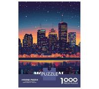 1000 Piece Jigsaw Puzzle for Adults, Montreal Canada Skyline at Night Artwork, Mindfulness Activity, Winter Indoor Entertainment, Precision Cut Pieces, 38x26cm/1000pcs