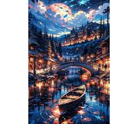 1000 Piece Jigsaw Puzzle for Adults Moon Castle River - Fun Challenges & Brainteasing Adult Jigsaws - Puzzle Games 1000 Piece