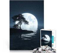 1000 piece jigsaw puzzle for adults Moonlight on the sea Made of cardboard，for ages 14 and over Fun games Artists' Collection, Fine Arts。size：38x52cm/14.96x20.47inch