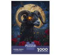 1000 Piece Jigsaw Puzzle for Adults Moonlit Ram And Roses -1 Puzzles for Adults Fun Games Precision Cutting Difficult And Challenge 38x26cm/1000pcs