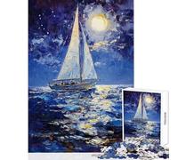 1000 Piece Jigsaw Puzzle for Adults Moonlit Sail Voyage Impossible Game Tough Challenge DIY Toys Enhance Love between Couples (38X52cm)