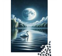 1000 Piece Jigsaw Puzzle for Adults Moonlit Swan Lake Jigsaw for Adults Hands-on Game Improve Memory Birthday And Unique Gifts 38x26cm/1000pcs