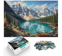1000 Piece Jigsaw Puzzle for Adults, Moraine Lake Canada Landscape Art | For quiet Christmas days: Adult jigsaw puzzle with 1000 pieces adds a classic jigsaw activity to the holiday season.