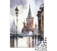 1000 Piece Jigsaw Puzzle for Adults, Moscow Russia Painting 70x50cm 1000pcs | For calm winter entertainment at home: 1000-piece jigsaw puzzle for adults offers 1000 pieces for the Christmas break.