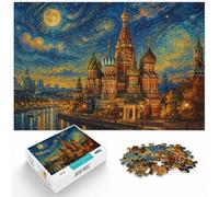 1000 Piece Jigsaw Puzzle for Adults, Moscow Russia Starry Night Style Art | For shared winter evenings: Adult jigsaw puzzle with 1000 pieces; for quieter moments across Christmas and New Year.