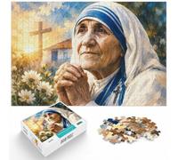 1000 Piece Jigsaw Puzzle for Adults, Mother Teresa Praying Flowers | For Christmas holidays spent indoors, this 1000-piece jigsaw puzzle for adults offers 1000 pieces for the Christmas break.