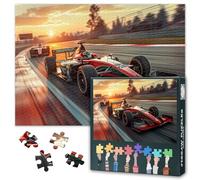 1000 Piece Jigsaw Puzzle for Adults Motion Blur Race Driver and Car on Speed Track Crossing Finish Line Jigsaw Puzzles Asphalt Racing Paper Puzzles 50.5x70.5cm