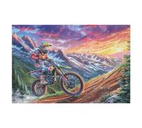 1000 Piece Jigsaw Puzzle for Adults Motocross Rider Sunset 75x50cm Beginner Level Puzzle for New Players Easy Assembly Smooth Experience All Ages Friendly Gift