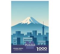 1000 Piece Jigsaw Puzzle for Adults Mount Fuji And Tokyo Skyline Illustration Puzzles for Adults Relaxing Games Pattern Assembly for Is Ideal As A Gift 52x38cm/1000pcs