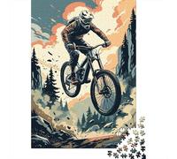 1000-Piece Jigsaw Puzzle for Adults, Mountain Biker Jumping Off A Cliff, 38x26cm/1000pcs, Screen-Free Winter Activity, Weekend Downtime And Time at Home