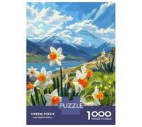 1000 Piece Jigsaw Puzzle for Adults, Mountain Daffodils Artwork, Challenging Brain Teaser, Christmas Family Activity, Precision Cut Pieces, 38x26cm/1000pcs
