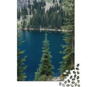 1000 Piece Jigsaw Puzzle for Adults, Mountain Lake with Evergreen Trees