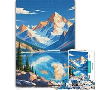 1000 Piece Jigsaw Puzzle for Adults, Mountain Landscape Vector Illustration | For the Christmas break, this adult jigsaw puzzle with 1000 pieces suits quiet moments between celebrations.