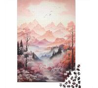 1000 Piece Jigsaw Puzzle for Adults Mountain Serenity Pink Trees & Misty Peaks Jigsaw for Adults Family Game Difficult Challenge Birthday And Unique Gifts 70x50cm/1000pcs