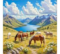 1000 Piece Jigsaw Puzzle for Adults,Mountains Rivers Horses 26 x 26 Inches DIY Educational Game Challenge puzzle for adults teens decoration puzzles Suitable Wall Decoration Gifts Relax