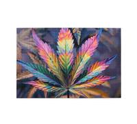 1000 Piece Jigsaw Puzzle for Adults,Multicolor Marijuana Leaf Weed Art, Puzzles with Letters on Back, Challenging Puzzle for Game Night Home Décor, 19.7 x 29.5