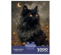 1000 Piece Jigsaw Puzzle for Adults Mystic Black Cat And Moon Puzzles for Adults Relaxing Games Pattern Assembly for Is Ideal As A Gift 52x38cm/1000pcs