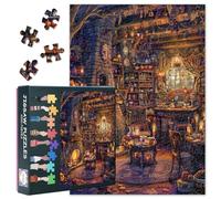 1000 Piece Jigsaw Puzzle for Adults Mystical Magic Workshop Puzzle Warm Fireplace Jigsaw Puzzles Fantasy Art No Dust Puzzles Relaxing and Stress Relief Game for Game Night 50.5x70.5cm