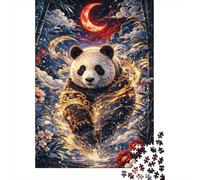 1000 Piece Jigsaw Puzzle for Adults, Mystical Panda Under a Blood Moon