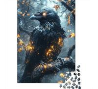 1000-Piece Jigsaw Puzzle for Adults, Mystical Raven with Glowing Feathers, 70x50cm/1000pcs, Shared Puzzle Activity, Quiet Home Time And Time Together