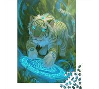 1000-Piece Jigsaw Puzzle for Adults, Mystical White Tiger with Magic Circle, 70x50cm/1000pcs, Relaxing Winter Hobby, Weekend Downtime And Puzzle Lover Downtime