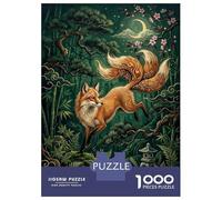 1000 Piece Jigsaw Puzzle for Adults Mythical Fox in Moonlit Bamboo Forest Teenager Puzzles Family Games Difficult Hard Parent-child Interaction 52x38cm/1000pcs