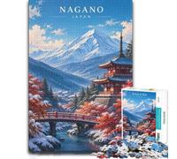 1000 Piece Jigsaw Puzzle for Adults, Nagano Japan Pagoda Mountains | For screen-free Christmas time: Adult jigsaw puzzle with 1000 pieces suits quiet moments between celebrations.