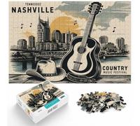 1000 Piece Jigsaw Puzzle for Adults, Nashville Country Poster | For a calm Advent activity: Adult jigsaw puzzle with 1000 pieces suits quiet moments between celebrations.