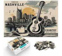 1000 Piece Jigsaw Puzzle for Adults, Nashville Country Poster | For quiet evenings: Adult jigsaw puzzle with 1000 pieces; when a calm, focused hobby suits the moment.