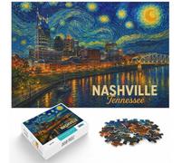 1000 Piece Jigsaw Puzzle for Adults, Nashville Tennessee Cityscape Painting