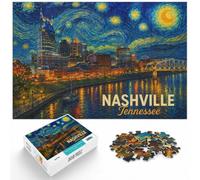1000 Piece Jigsaw Puzzle for Adults, Nashville Tennessee Cityscape Painting