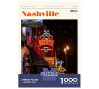 1000 Piece Jigsaw Puzzle for Adults, Nashville Tennessee Travel Art Artwork, Mindfulness Activity, Perfect, Premium Thick Cardboard, 52x38cm/1000pcs
