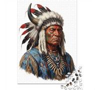 1000 Piece Jigsaw Puzzle for Adults, Native American Chief Portrait-3 | For a calm Advent activity, this adult jigsaw puzzle with 1000 pieces fits relaxed evenings through December.